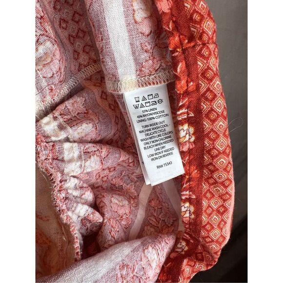 Rachel Zoe Pink Coral Floral Tiered Maxi Dress Linen Blend Size XL - Picture 8 of 8